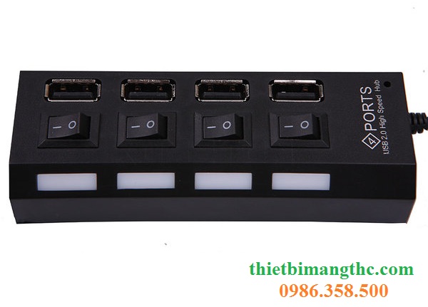Bộ chia USB 4 Cổng, Hub USB 4 Cổng có công tắc